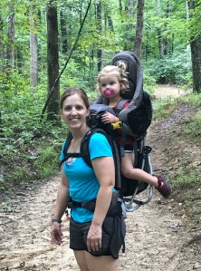 mom hikes with 2 year old in carrier